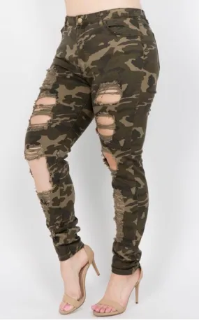 Camouflage Distressed Jeans