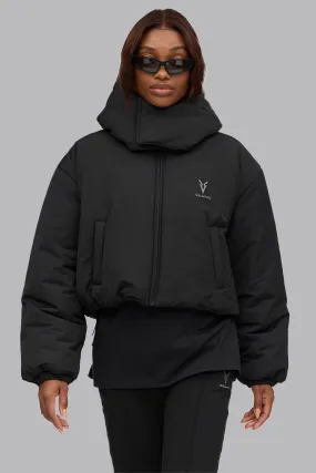 V_QUILT BOXY PUFFER JACKET - Black